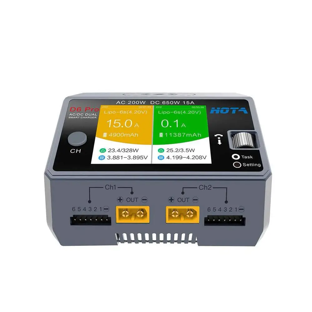 HOTA D6 Pro 325W 15A 1-6S Dual Channel AC/DC Smart Charger - Image 3