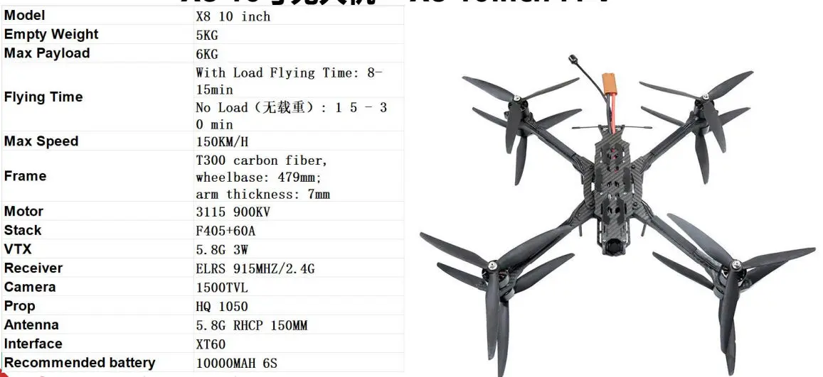PUSD X8 10 Inch FPV Drone - Image 6